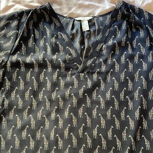 Black Blouse with Giraffe Print
